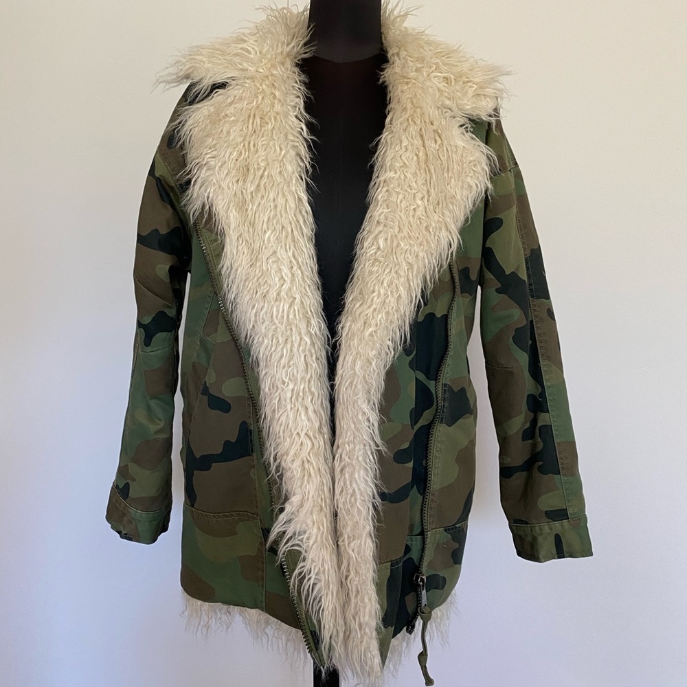Camouflage/Fur Lining Topshop Jacket